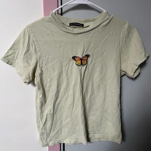 Brandy Melville Green Butterfly Shirt